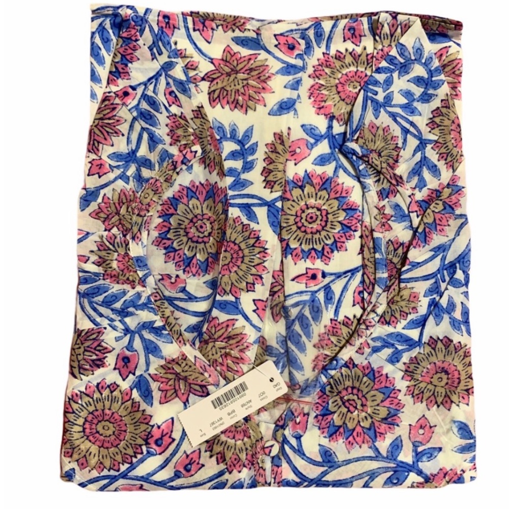 J.Crew Floral Vine Block Top in Blue and Pink